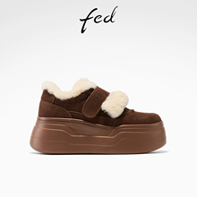 fed加绒厚底鞋冬季新款女鞋魔术贴毛毛鞋增高板鞋女款S1022-ZC715