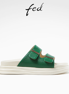 fed懒人一脚蹬凉鞋夏季新款女鞋时尚平底外穿凉拖鞋R0509-ZFB010