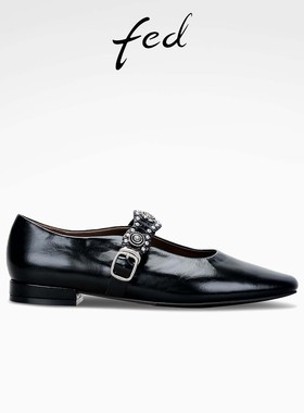 fed尖头玛丽珍鞋秋季新款女鞋低跟真皮鞋气质单鞋女S0820-DD0244