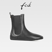 fed复古真皮软底软面切尔西靴女秋冬新款 平底圆头瘦瘦洋气小短靴