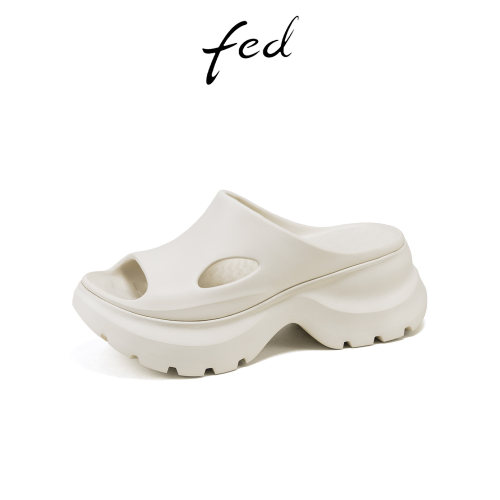 fed厚底增高镂空不累脚一字拖