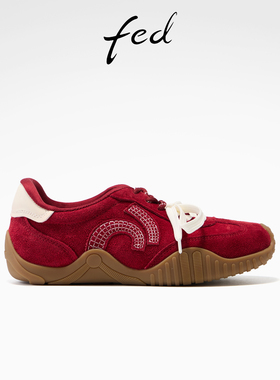 fed赤焰回响休闲鞋女夏季新款女鞋红色徳训鞋厚底阿甘鞋女款YA035