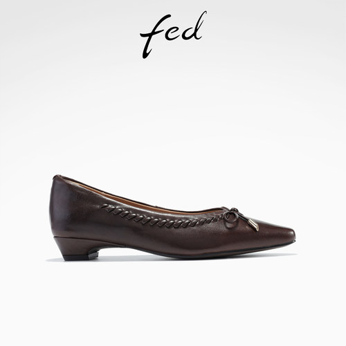 fed低跟单鞋女秋季新款女鞋真皮瓢鞋气质通勤鞋女款S0919-ZFA359