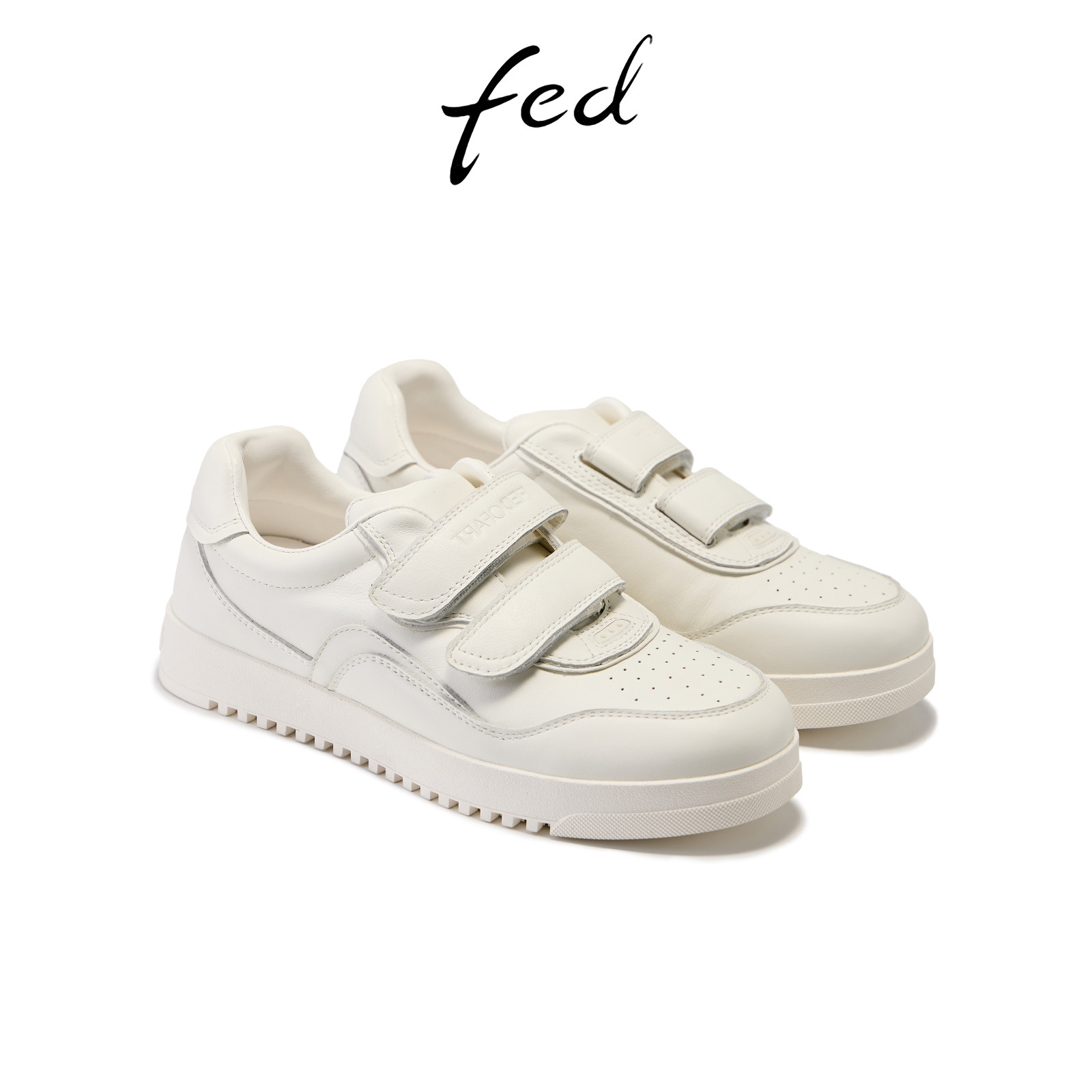 fed秋季魔术贴厚底小白鞋女