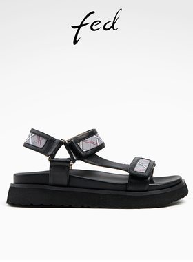 fed休闲运动凉鞋夏季新款女鞋勃肯鞋软底帆布凉鞋女款D0507-ZF386