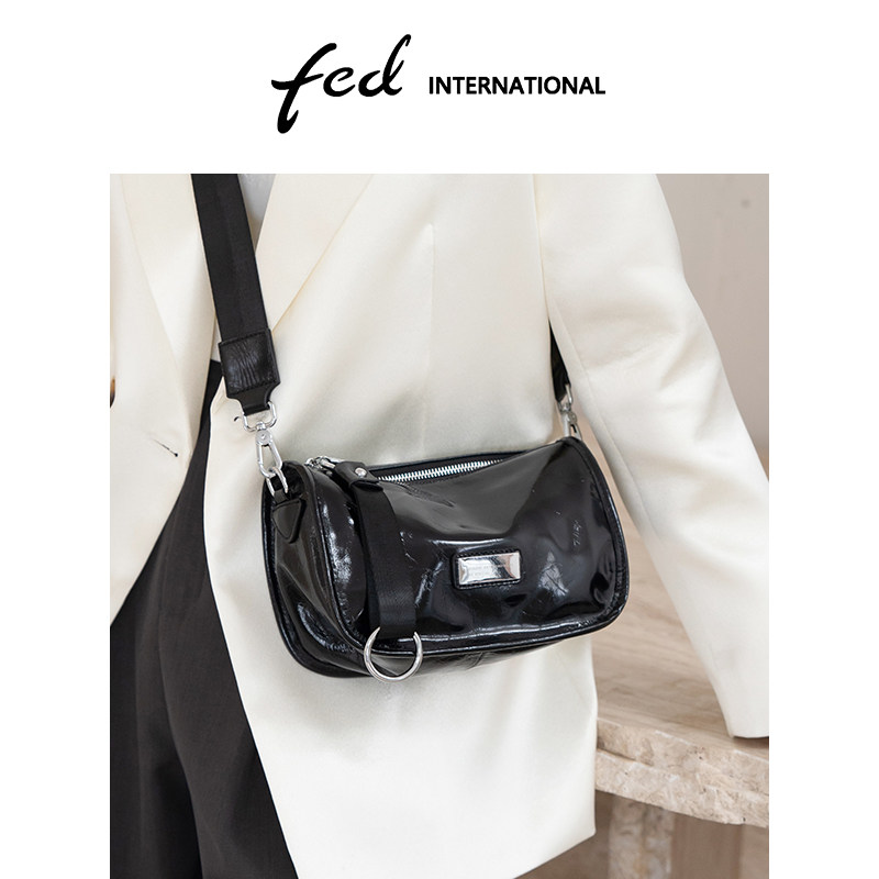 fed头层牛皮小方包通勤贝壳包单肩包百搭HOBO包真皮女包BFA