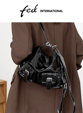 fed头层牛皮水桶包大容量单肩手提斜挎包妈咪包女真皮旅行BFA9135