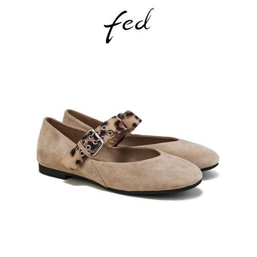 fed低跟芭蕾鞋春季新款女鞋浅口单鞋圆头玛丽珍鞋女S0227-ZFA305