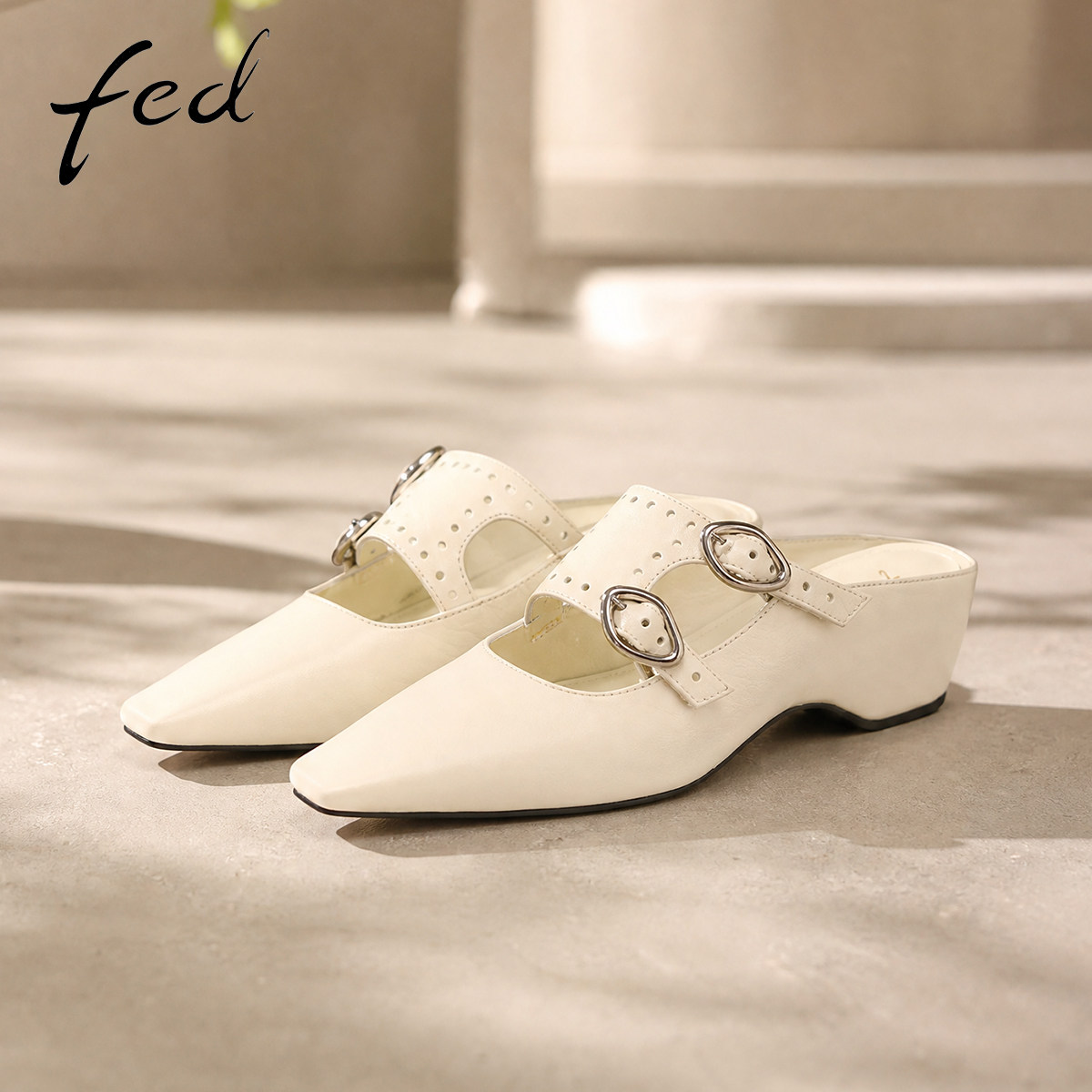 fed法式穆勒鞋夏季新款女鞋镂空