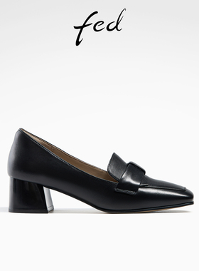 fed粗跟高跟鞋秋季新款女鞋职业通勤不累脚单鞋女款R0803-ZCA053