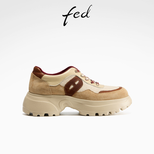 女鞋 新款 厚底增高鞋 通勤休闲鞋 YAB136 fed复古老爹鞋 女S1013 春季