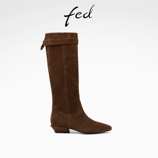 S1205 fed复古长靴冬季 靴骑士高筒靴女款 女靴低跟时装 YAC036 新款