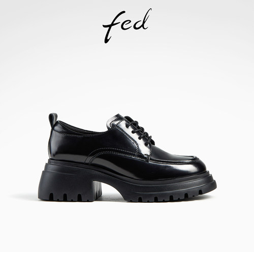 深口单鞋女英伦风牛津乐福鞋