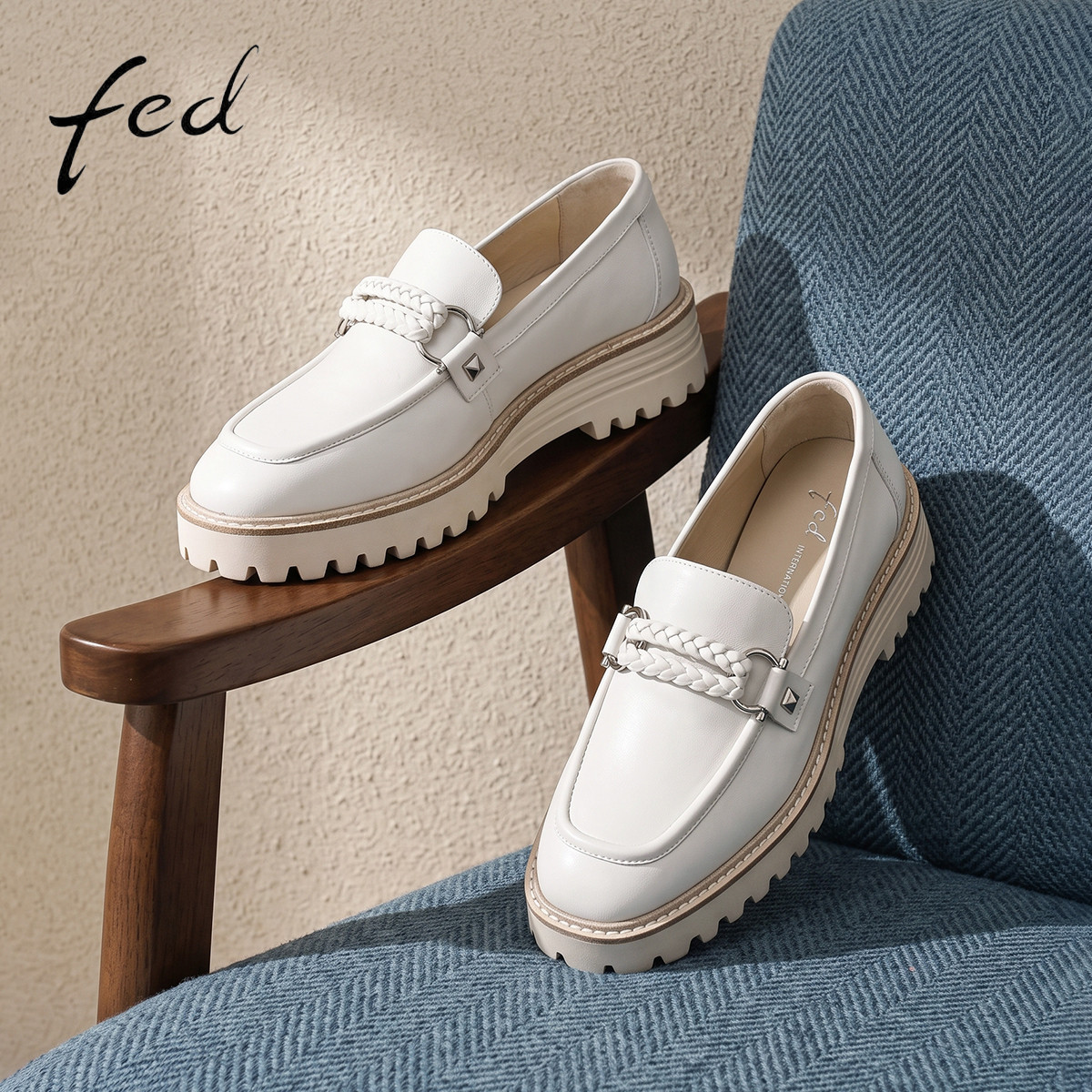 fed厚底乐福鞋秋季新款女鞋增高