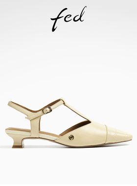 fed法式单鞋夏季新款女鞋T字带包头凉鞋玛丽珍鞋女款D0415-YAB930