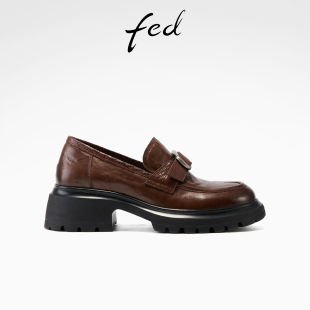 女鞋 新款 沙鳞踏痕乐福鞋 厚底单鞋 ZCA079 fed英伦风小皮鞋 女款 春季