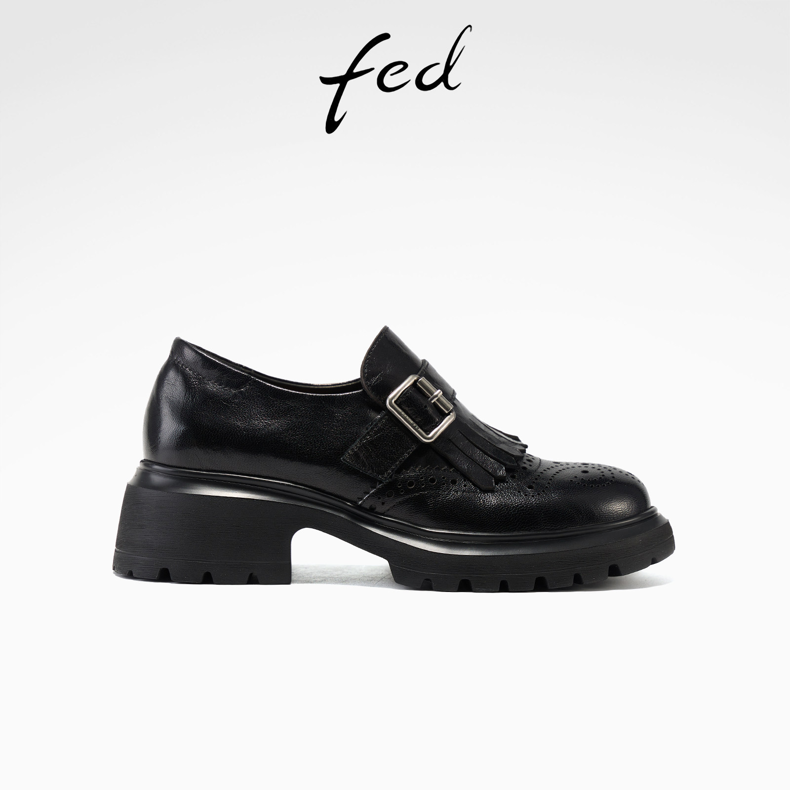 fed玄翎止步乐福鞋春季新款女鞋厚底单鞋黑色真皮布洛克鞋女ZC082,女鞋,牛津鞋/布洛克鞋/德比鞋,淘宝优惠券,粉丝福利购,淘宝优惠卷