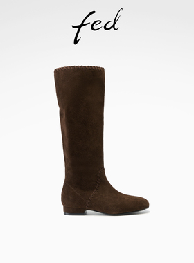 fed黑色堆堆靴冬季新款女靴粗跟长靴高筒时装靴女款S1022-ZC332