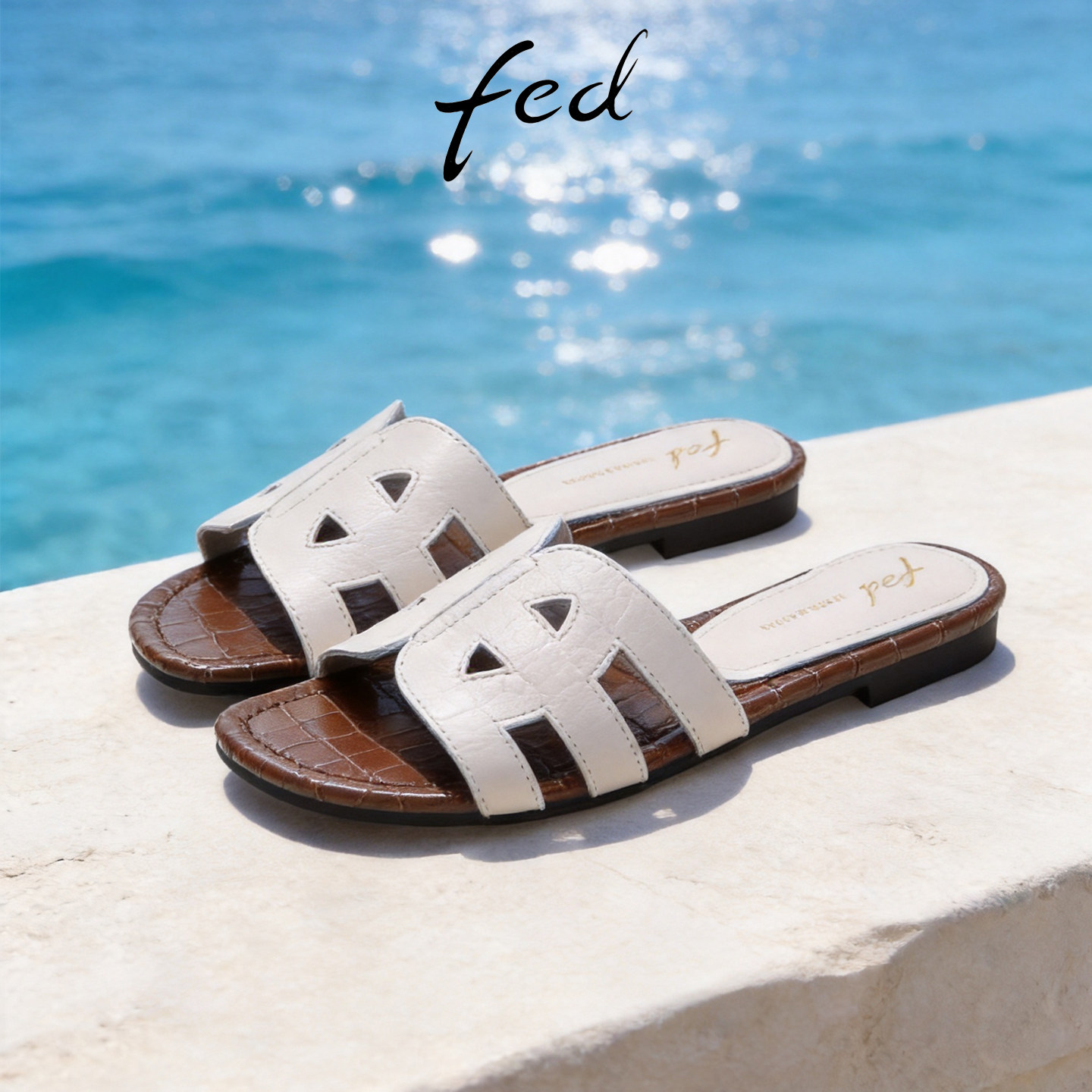 fed镂空平底防滑女夏一字拖