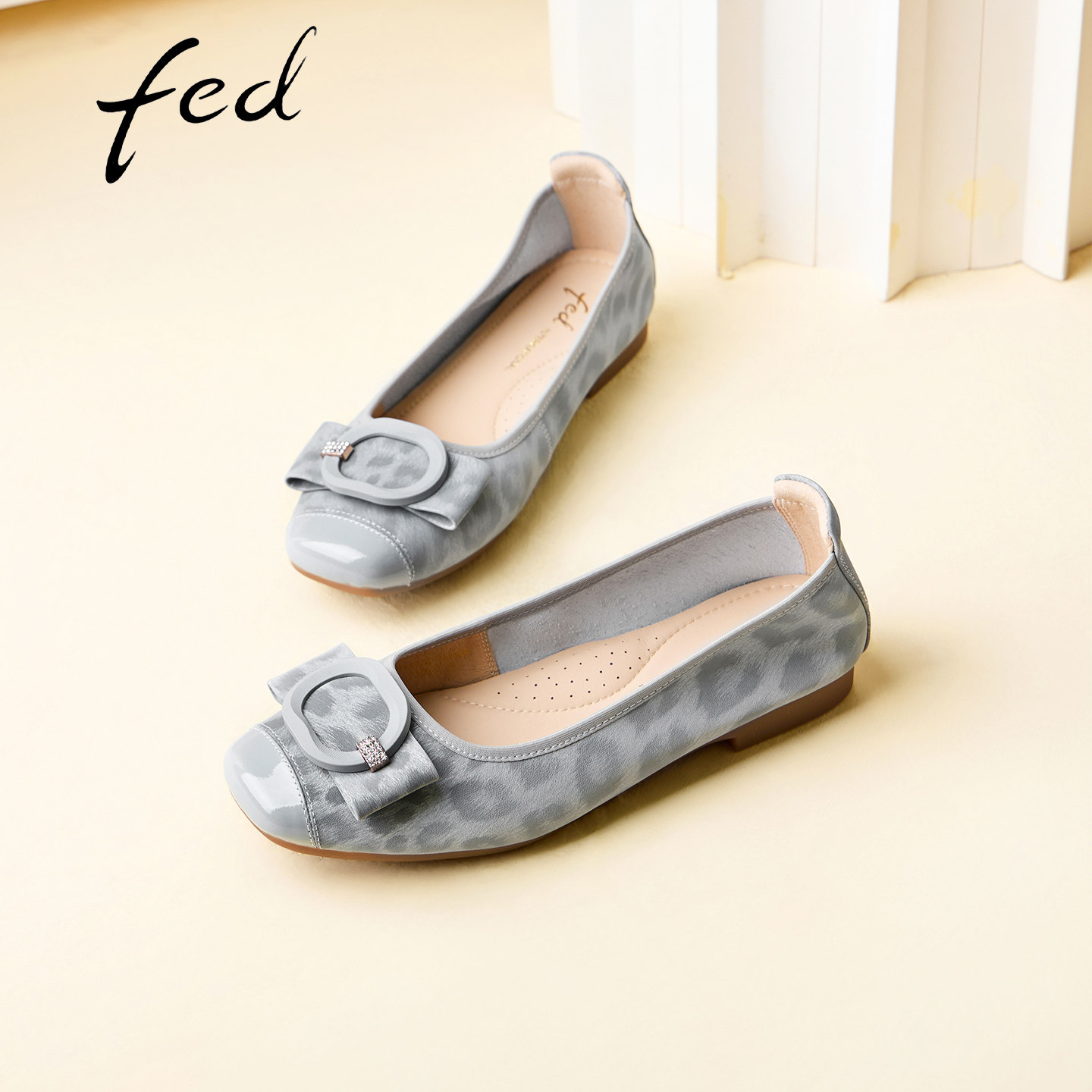 fed夏季一脚蹬豹纹软底乐福鞋