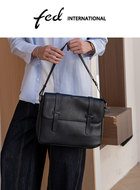 fed单肩包斜挎包hobo包2026年夏季男女通用黑色手提包BFA9543