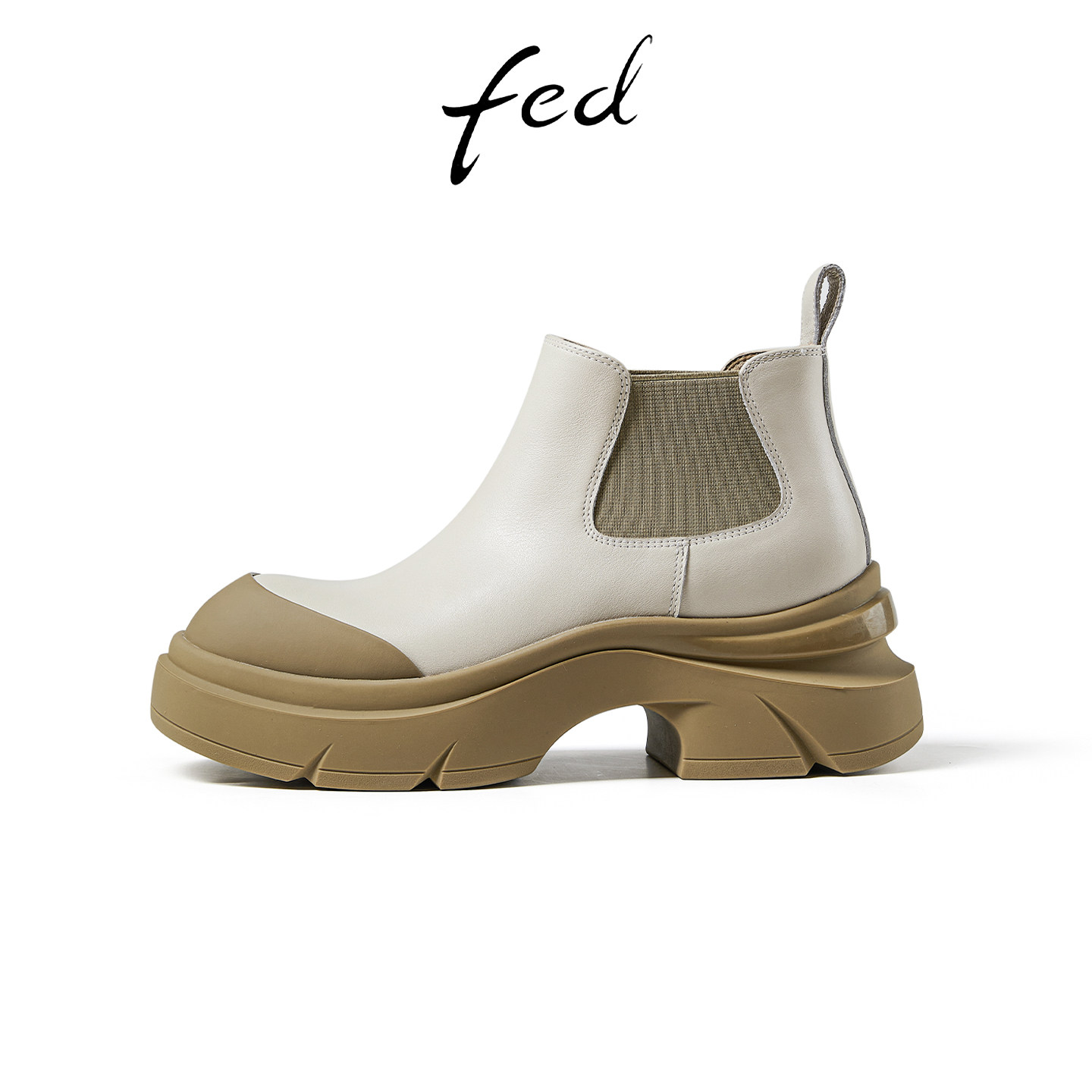 fed秋冬撞色烟筒靴女多层厚底