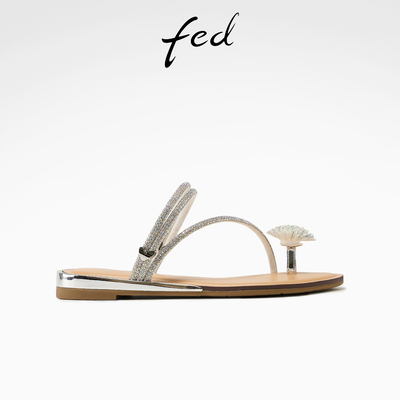 fed海边拖鞋夏季新款女鞋夏夜星芒透气凉鞋气质休闲平底鞋YA218