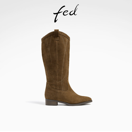 复古西部牛仔靴时装靴fed