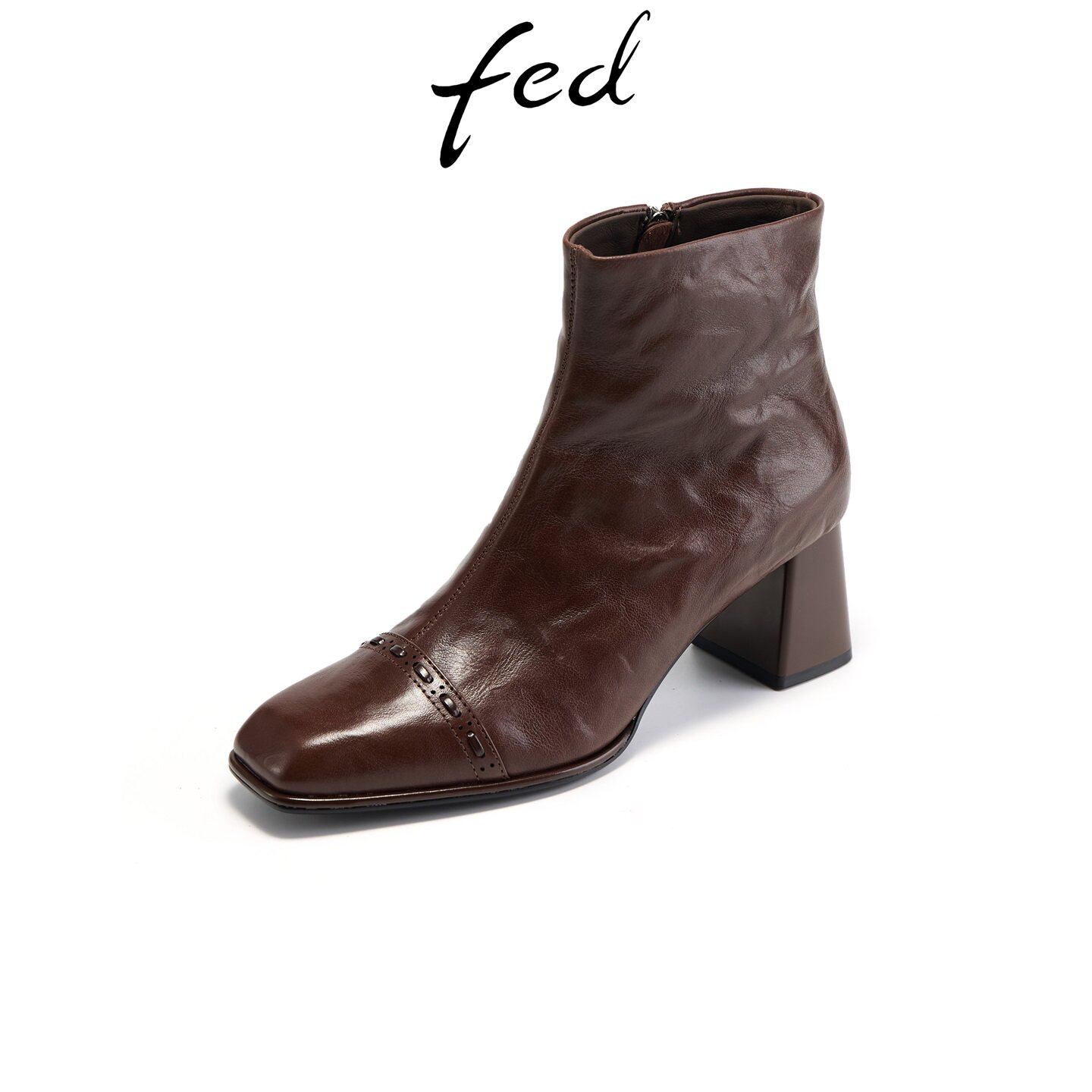 fed高跟复古短靴女秋季新款休闲