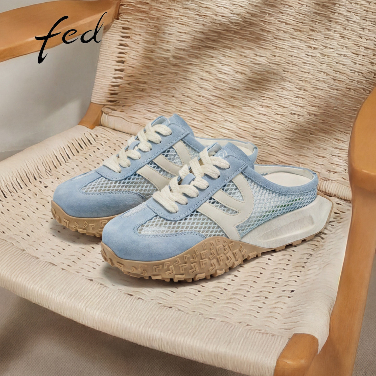 fed松弛感女夏后空厚底穆勒拖鞋
