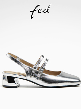 fed包头凉鞋夏季新款女鞋浅口单鞋粗跟玛丽珍鞋女款D0423-ZCA385