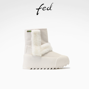 加厚短靴女S1015 fed时尚 女靴厚底保暖棉鞋 新款 YAB169 雪地靴冬季