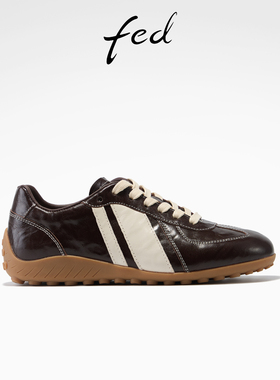 fed休闲板鞋女春季新款女鞋真皮德训鞋厚底阿甘鞋女款S1226-ZC217
