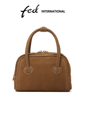 fed头层牛皮真皮女包波士顿包手提包女式斜挎包单肩包女包BFA8849