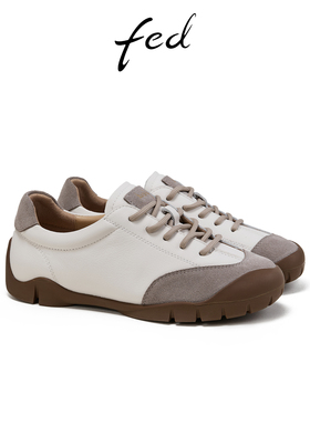 fed真皮休闲鞋春季新款女鞋轻便德训鞋拼色运动鞋女S0218-YAB006