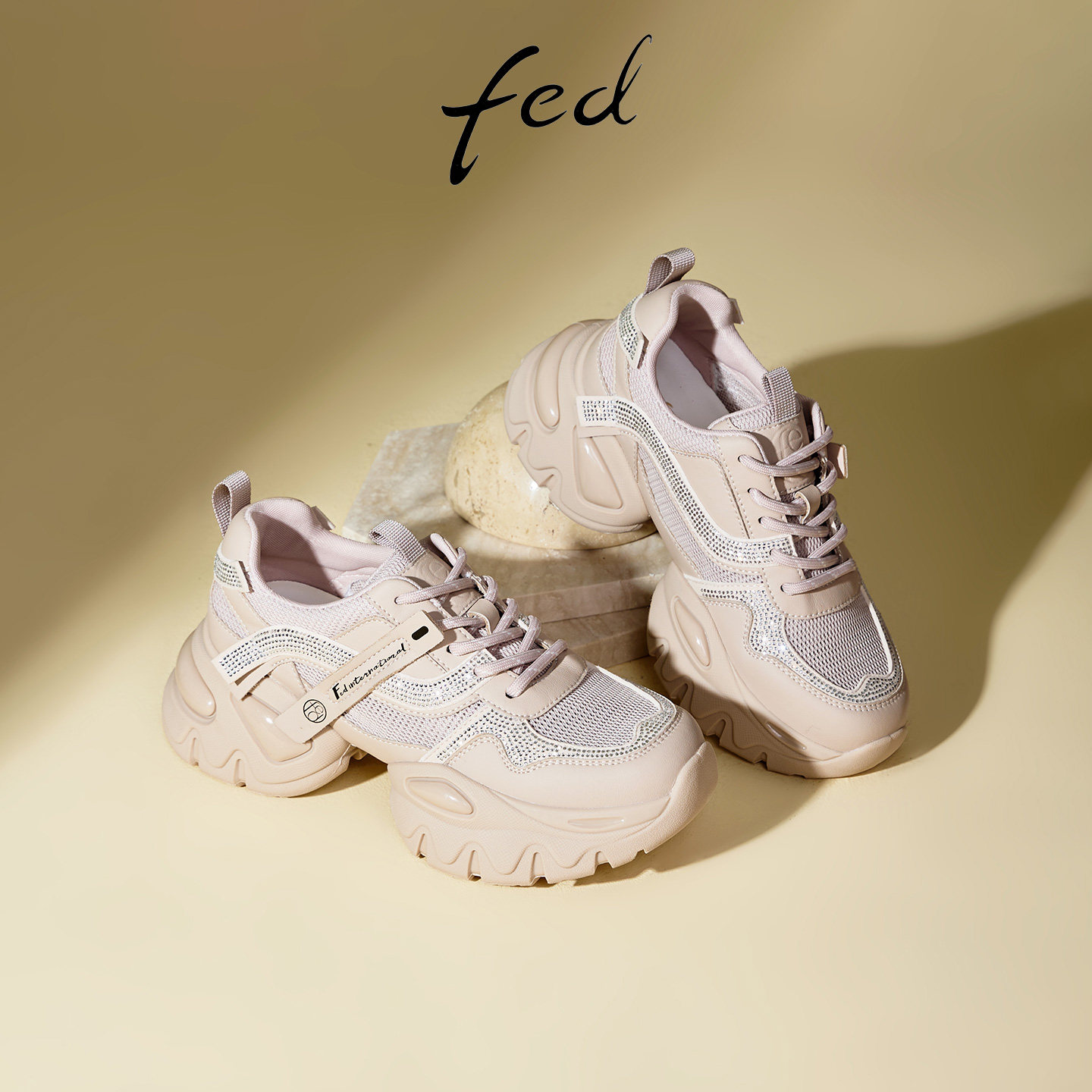 fed厚底增高透气老爹鞋女夏新款