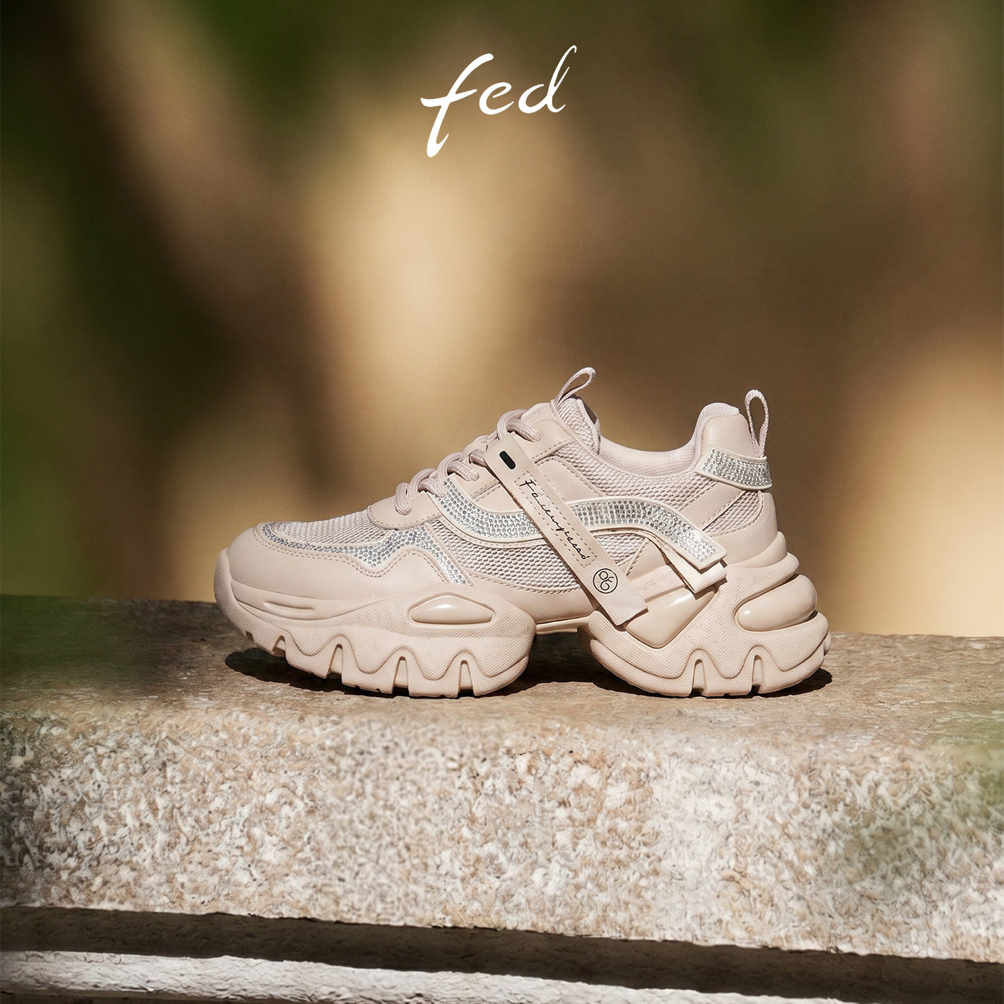fed粉色老爹鞋夏季新款舒适增高不累脚休闲鞋时尚透气厚底鞋女款