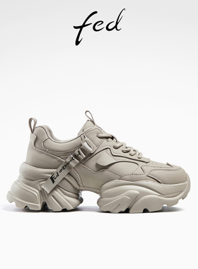 fed运动休闲鞋秋季新款女鞋复古老爹鞋松糕厚底鞋女款R0803-ZC015