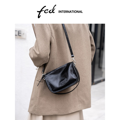 fed头层牛皮慵懒感HOBO女包