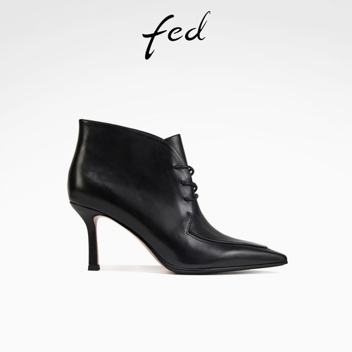fed商城同款尖头时装靴冬季新款女靴高跟踝靴气质短靴女款FVG688