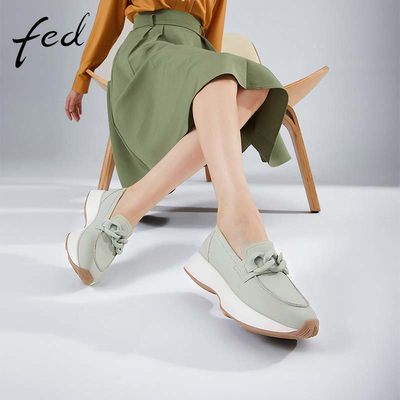 fed厚底坡跟休闲单鞋女