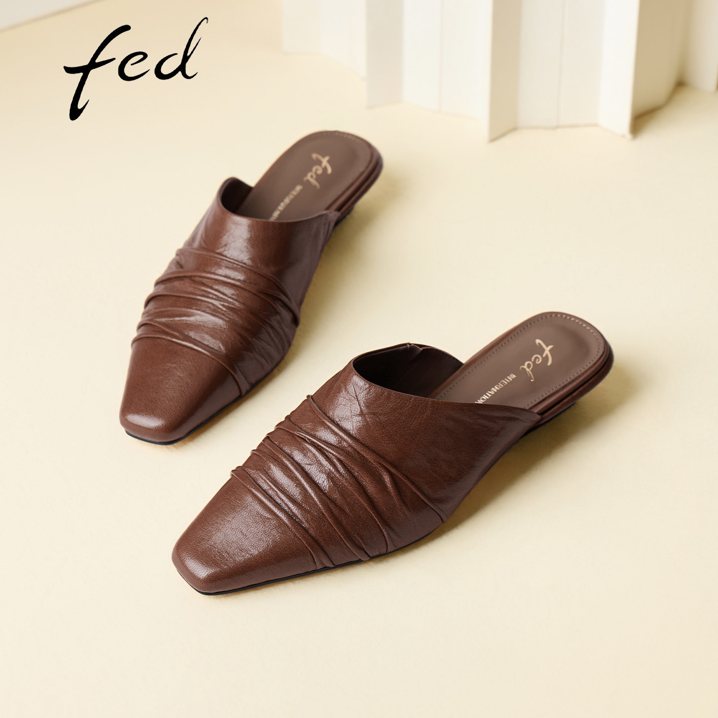 fed真皮包头软底一脚蹬穆勒鞋图片