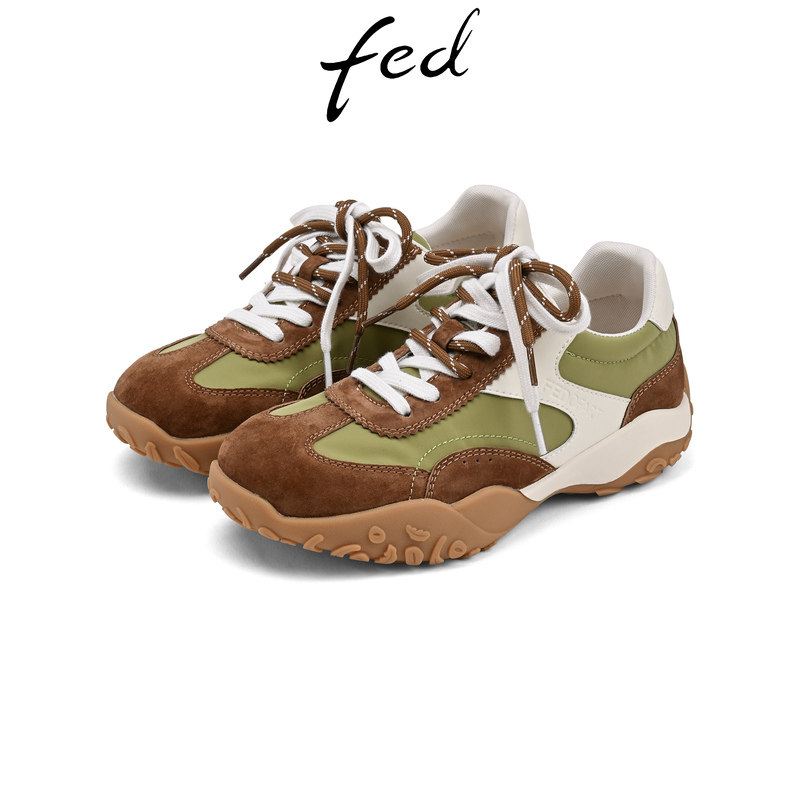 fed绿色时尚休闲鞋内增高舒适女