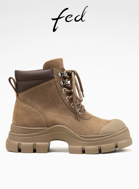 fed厚底马丁靴冬季新款女靴户外工装靴登山靴短靴女D1015-YAB171