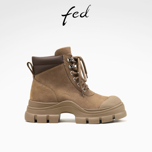 冬季新款厚底绒面马丁靴艾芙伊迪