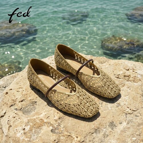 fed编织镂空玛丽珍鞋女夏季新款