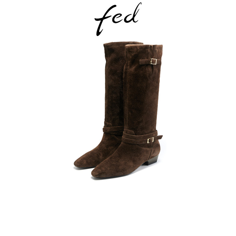 fed粗跟骑士靴女秋季新款女靴