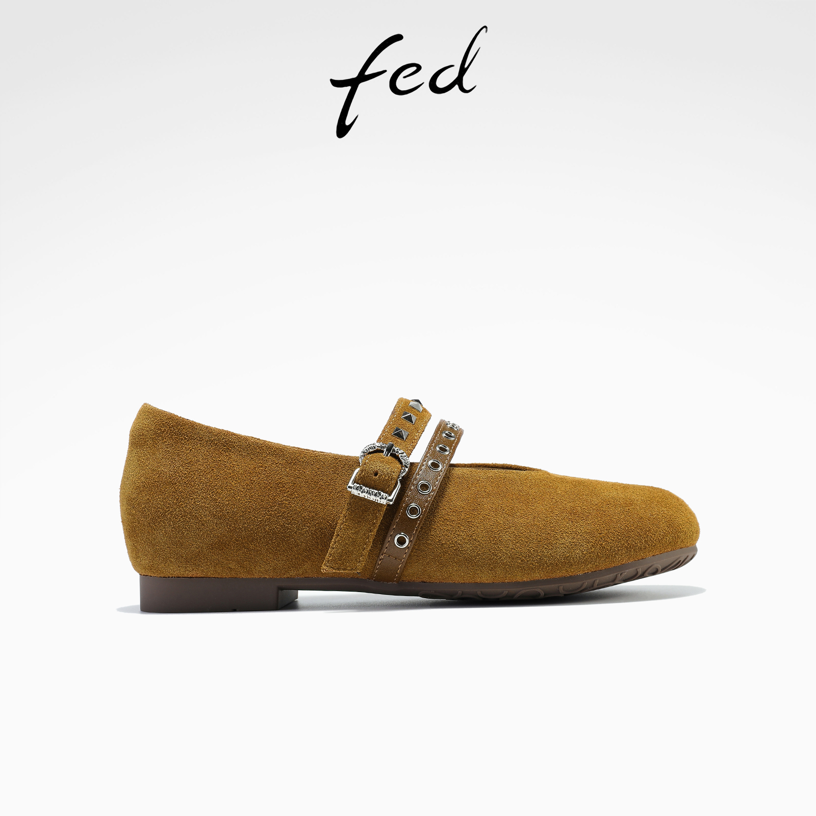 fed复古玛丽珍鞋春季新款女鞋圆头单鞋绒面平底鞋女款S1118-ZC376