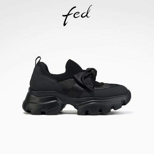 fed透气老爹鞋秋季新款女鞋增高厚底鞋蝴蝶结休闲鞋女S0701-YA697