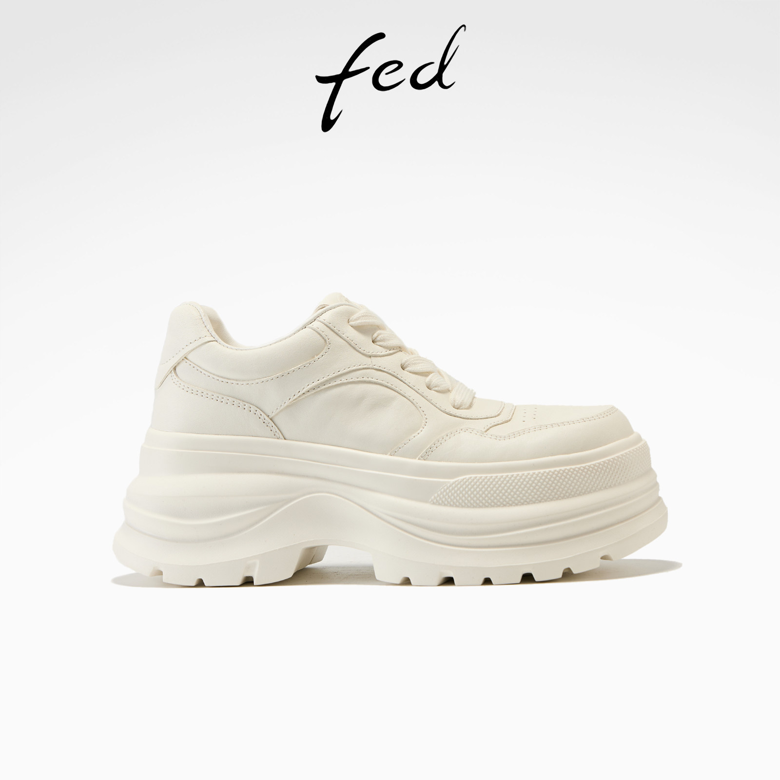 fed纯白色厚底小白鞋女增高